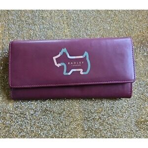 RADLEY‎ London Large Shadow Stripe Burgundy Red Leather Wallet